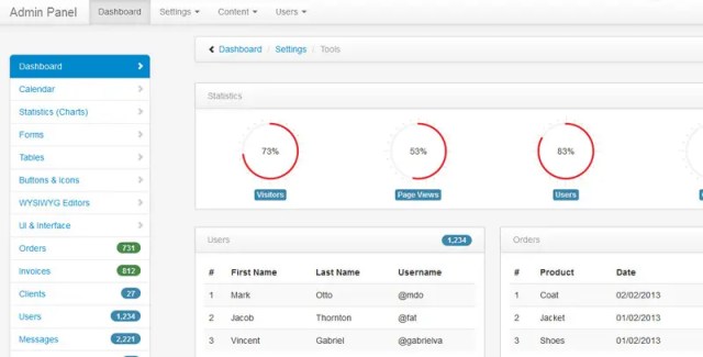 Responsive VinceG Admin Dashboard template