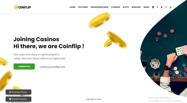 Preview screenshots of Coinflip - Casino Affiliate and Gambling WordPress Theme