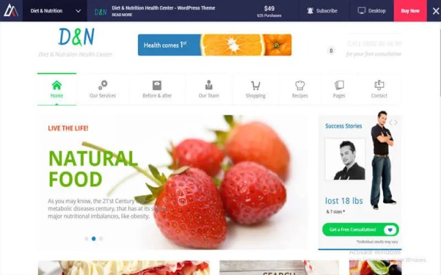 Wellness and nutrition blog theme