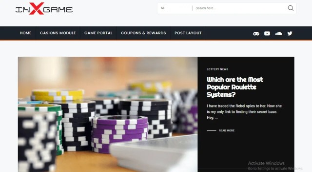 Preview screenshots of Inx-Game - Gambling, Casino Reviews, News and Casino Affiliate WordPress Theme
