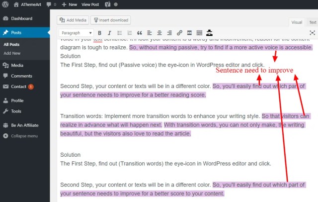 Transition words