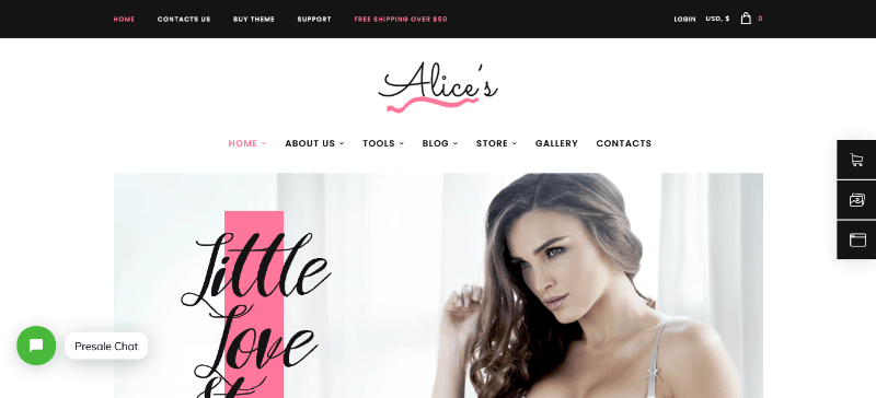 Alice's: Boutique Website Design Template