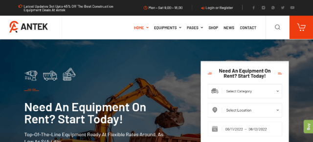 Antek a machinery wordpress theme