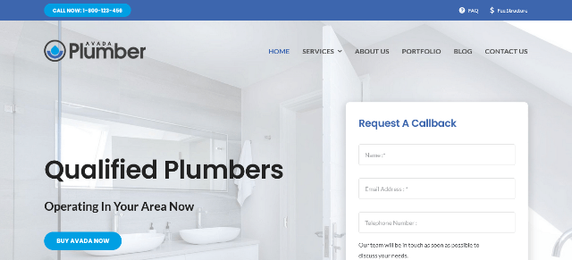 Avada Multipurpose WordPress Theme for Plumbing Services