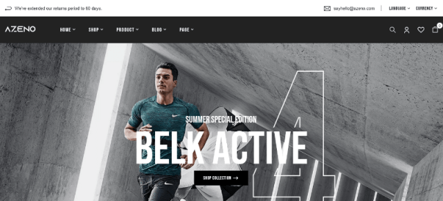Azeno a Sports Store wordpress theme