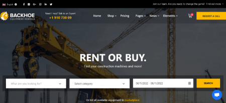 equipment rental wordpress themes