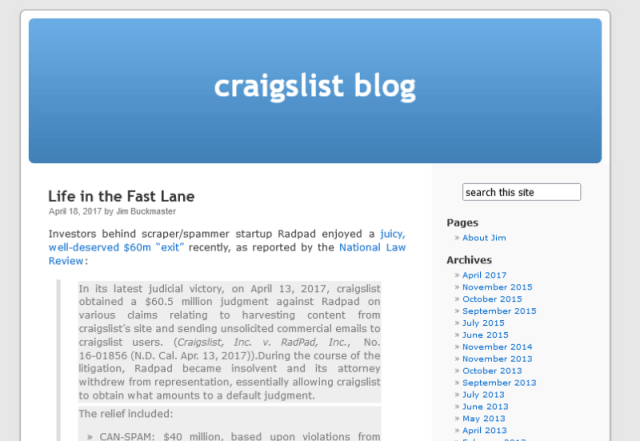 Craigslist blog