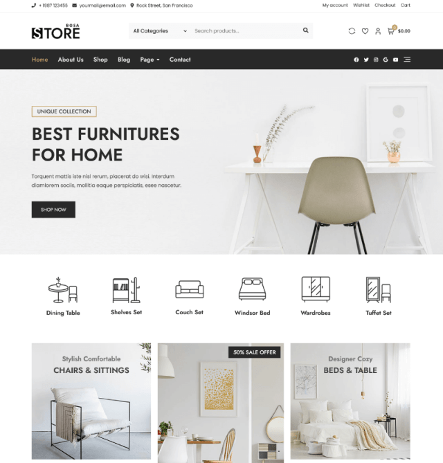 Bosa a kitchen equipment WordPress theme
