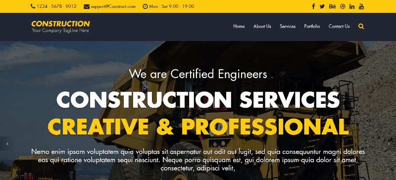 Construction – Free HTML Bootstrap Template