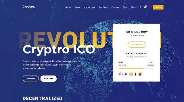 Cryptro: A Creative Blockchain Website Design
