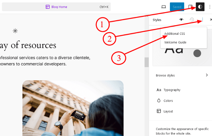 Edit CSS in Block Editor