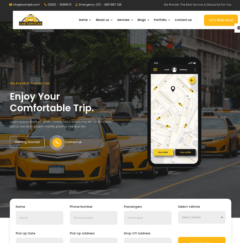 taxi service WordPress theme
