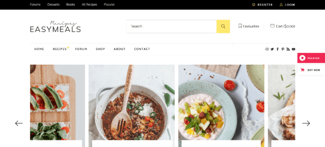 EasyMeals a food blog theme for wordpress