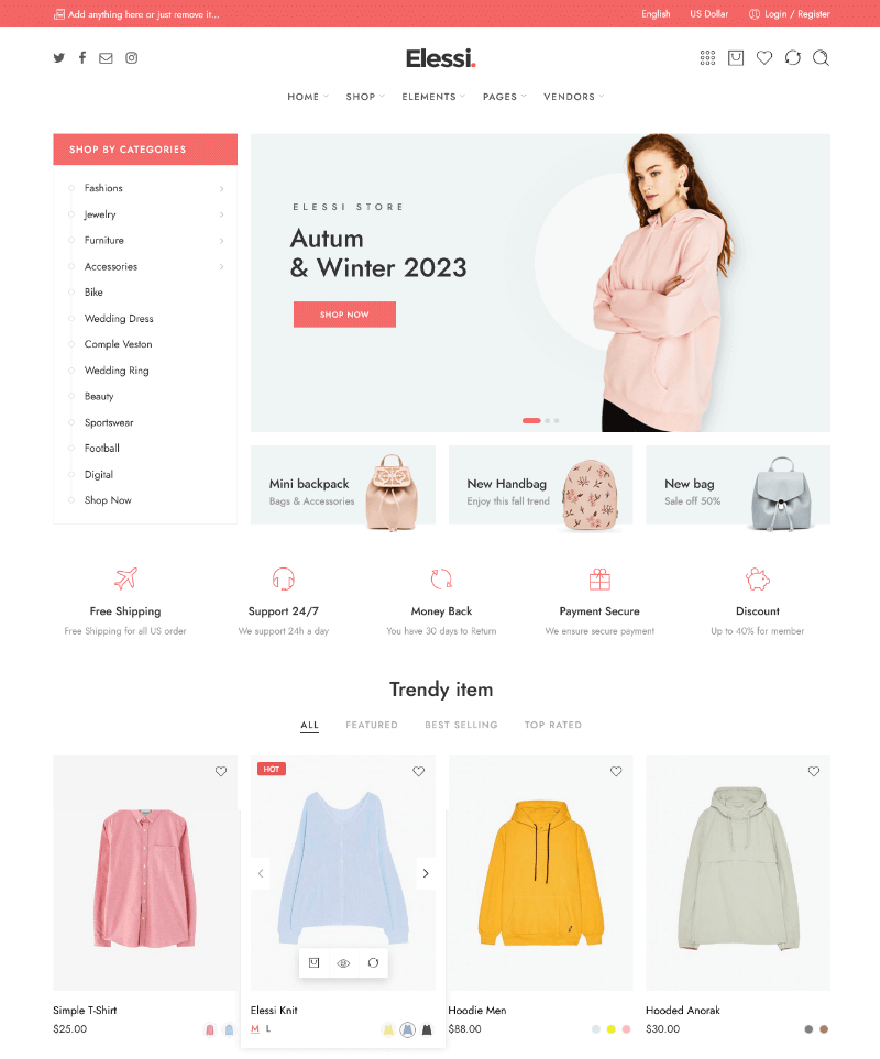 Elessi is Simple and Bold Woo Template