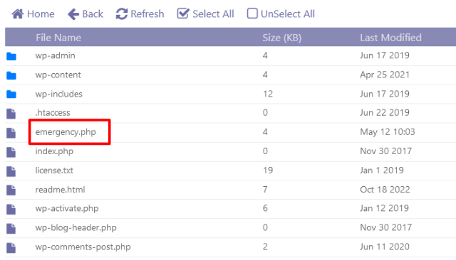Upload the emergency password recover script