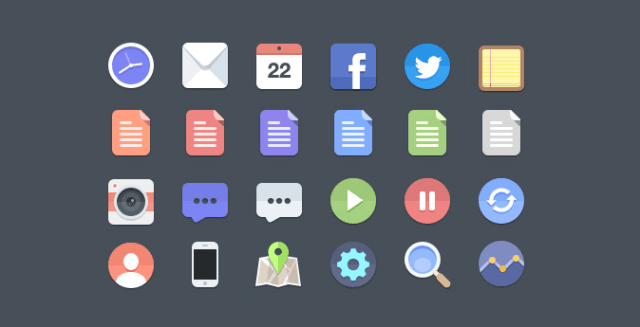 24 Flat Icons (PSD)