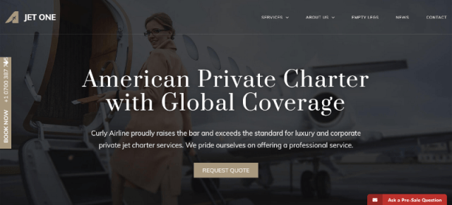 Jet One: Aviation Company Web Design