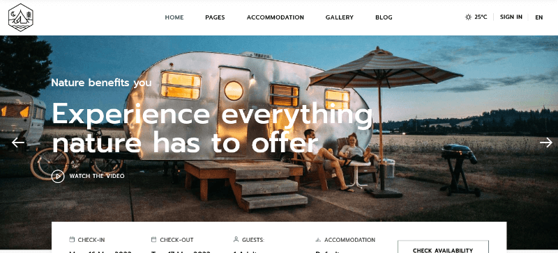 Kamperen: A Classic Mountain And Hiking Web Page Layout