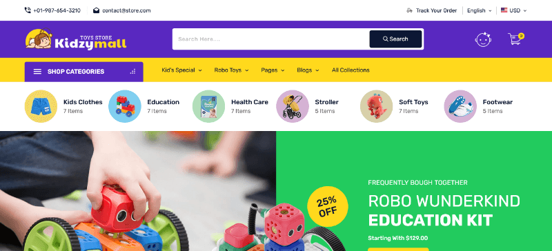 KidzyMall: A Simple and Playful Toy Store Shopify Template