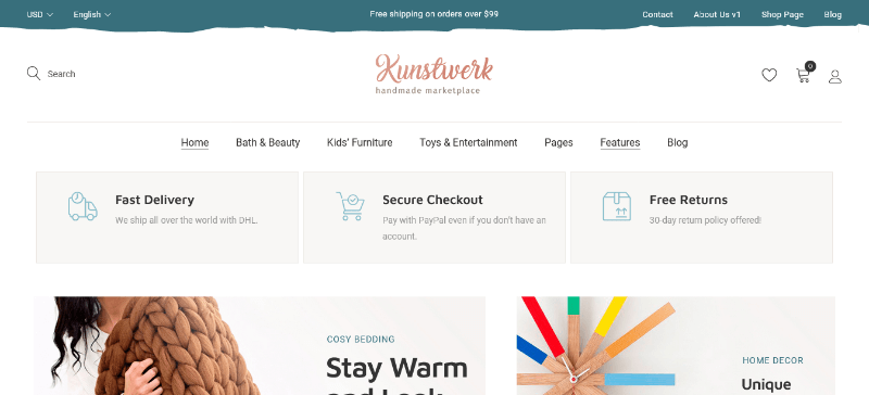 Kunstwerk: An Optimal Crafts WordPress Template