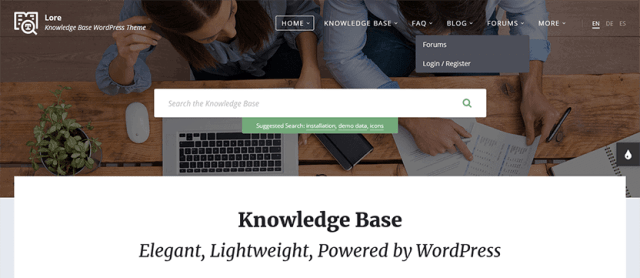 Lore a knowledge base WordPress theme