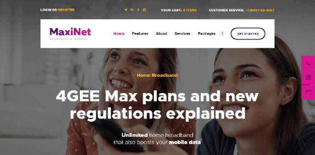 MaxiNet isp wordpress theme
