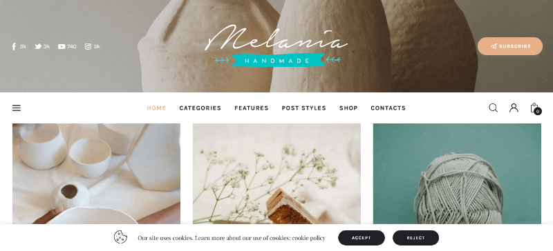 Melania: A Sleek Memento Shop Website Template