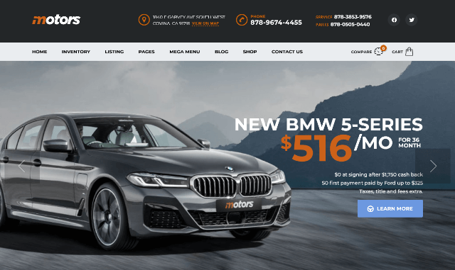 Motors: Renting Services WordPress Template