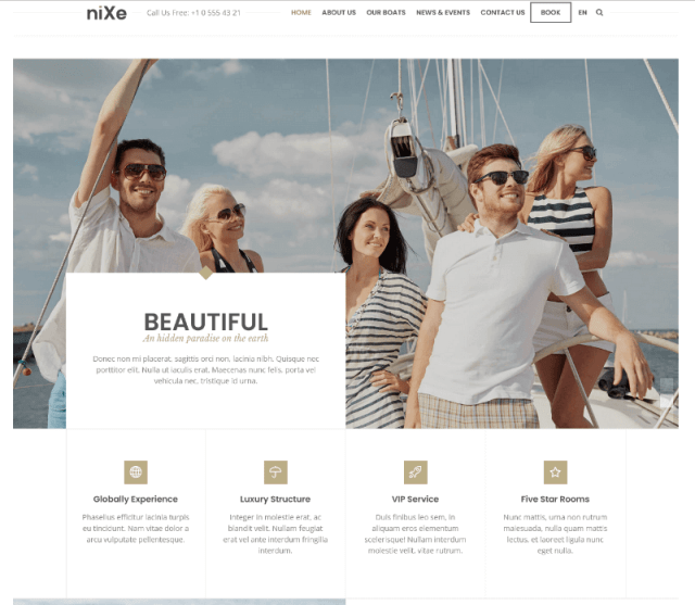 Nixe WordPress theme for boat and yacht rental service