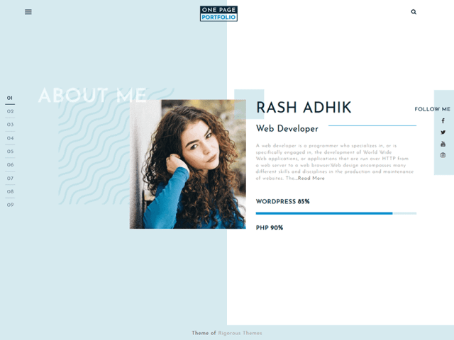 one page portfolio