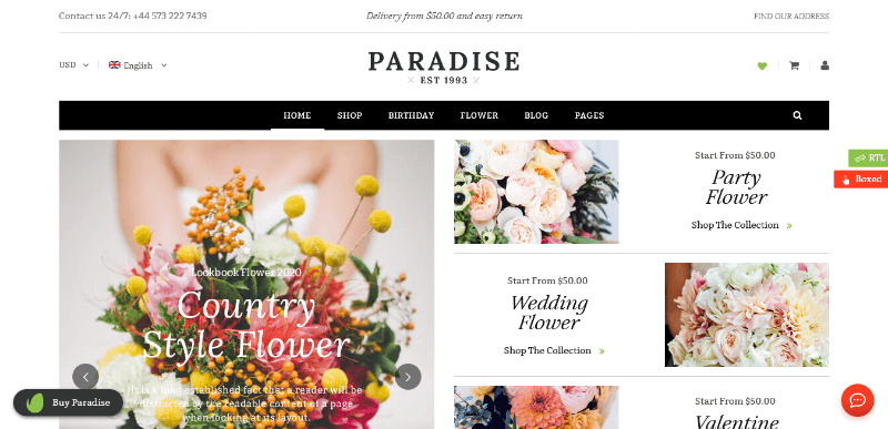 Paradise: A Sleek Florist Website Template