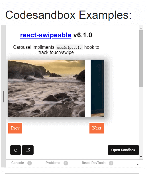 React Swipeable
