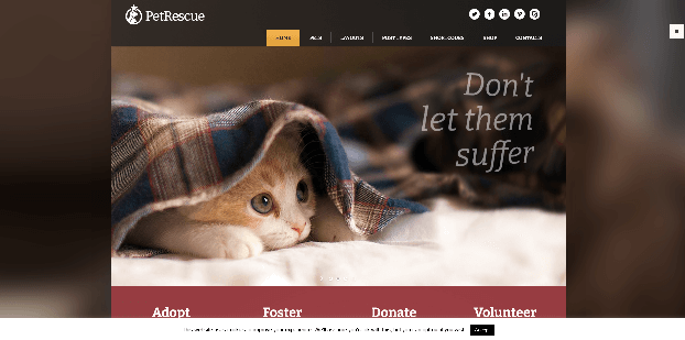 Rescue, a sleek WordPress animal shelter template