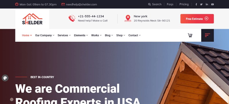 Shelder: A Minimal Roofing Website Template
