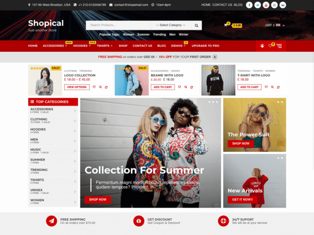 Preview screenshots of Shopical