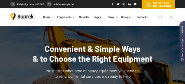 Suprek a equipment rental wordpress theme