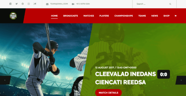 The Team a Stylish Baseball WordPress Theme
