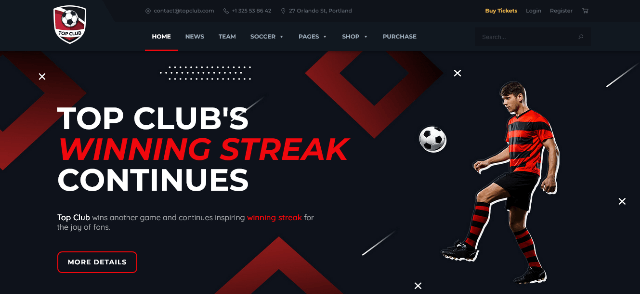 Top Club: An Elegant Soccer Club Website Design