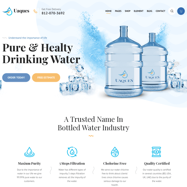 Uaques a water purifier wordpress theme