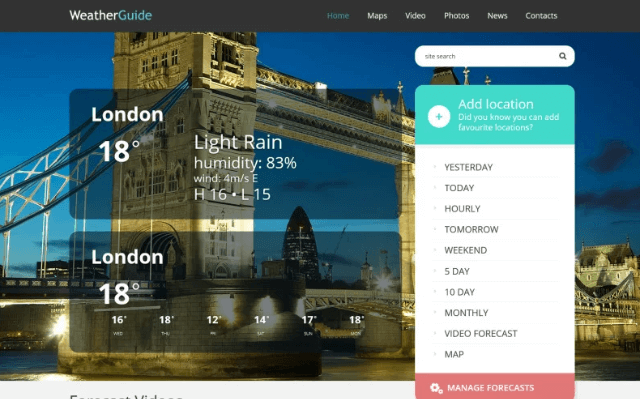 Weather: The Trendiest Climate Web Design
