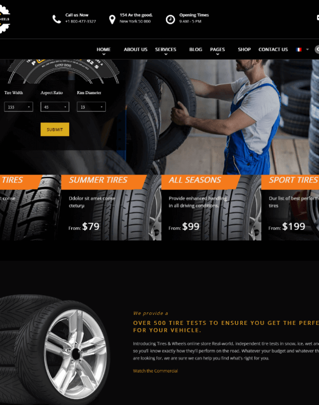 Wheels & Tires: Bold Style Garage Door WordPress Theme