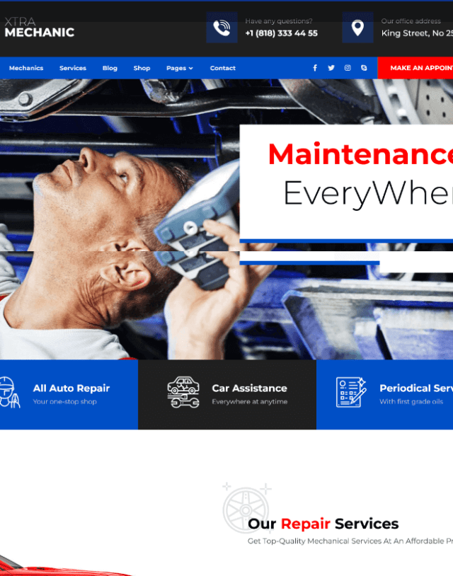 XTRA: Best Car Garage WordPress Theme