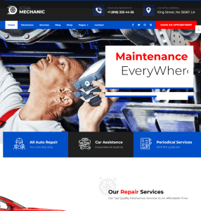 car garage website template