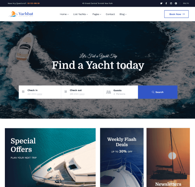 Yachbat a marine WordPress theme