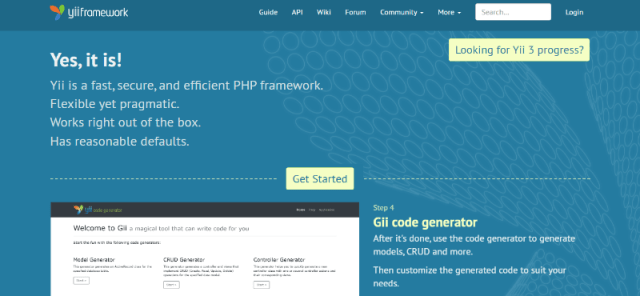 Yii Popular PHP Frameworks
